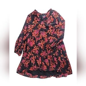 Vince Camuto Split Neck Long Sleeve Babydoll Dress Size Large